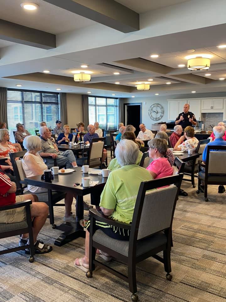 The Maple Grove PD joined residents at Applewood Pointe Maple Grove for coffee and a conversation